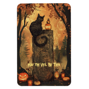 Zwarte Kat Samhain Halloween Wenskaart Magneet