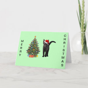 Zwarte Kat Samta Feestdagen Kaart