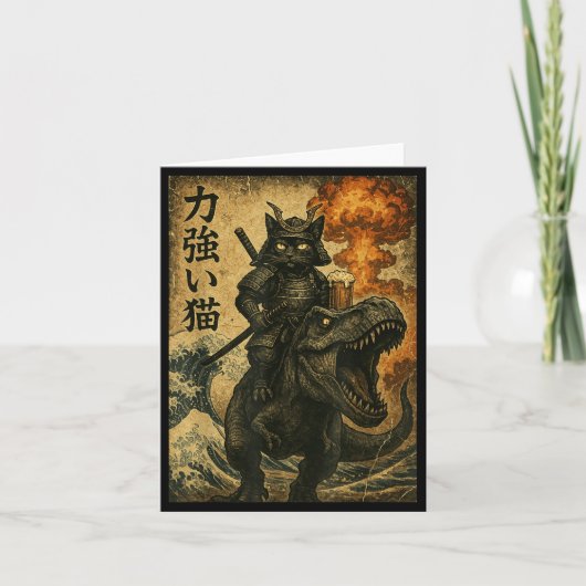 Zwarte Kat Samurai Dinosaurus Zee Golf Kaart (Voorkant)