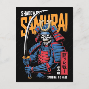Zwarte Kat Samurai Japanse Krijger Vintage  Feestdagenkaart