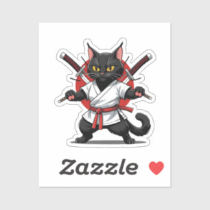 Zwarte Kat Samurai Stickers