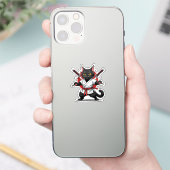 Zwarte Kat Samurai Stickers (Telefoon)