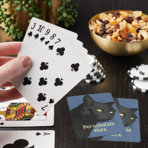 Zwarte kat sarcastische griezelige vintage illustr pokerkaarten