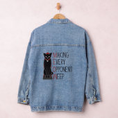 Zwarte Kat Schaakstuk met Tekst Denim Jacket (Hangar)