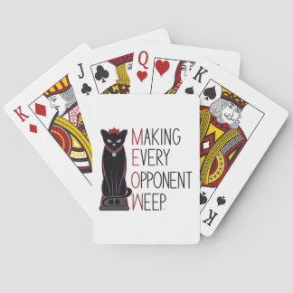 Zwarte Kat Schaakstuk met Tekst Pokerkaarten