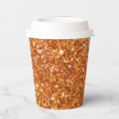 Zwarte kat, schattig katje, mousserend oranje glit papieren bekers (Achterkant)