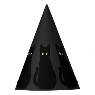 Zwarte kat, schattig katje, pookachtig plezier feesthoedjes