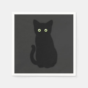 Zwarte kat, schattig katje, pookachtig plezier servet