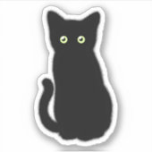 Zwarte kat, schattig katje, pookachtig plezier sticker (Voorkant)