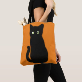 Zwarte kat, schattig katje, pookachtig plezier tote bag