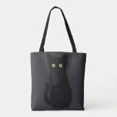 Zwarte kat, schattig katje, pookachtig plezier tote bag (Achterkant)
