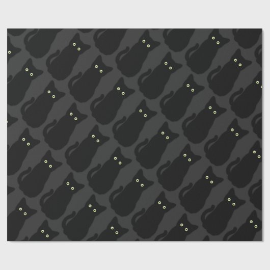 Zwarte kat, schattig kitten, pooktaculair klassiek cadeaupapier (Vlak)