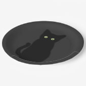 Zwarte kat, schattig kitten, pooktaculair klassiek papieren bordje (Gekanteld)