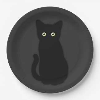 Zwarte kat, schattig kitten, pooktaculair klassiek papieren bordje