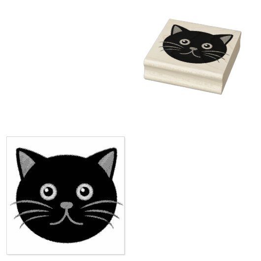 ZWARTE KAT SCHATTIG RUBBER STEMPEL (Gestempeld)