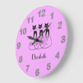 Zwarte kat schattige, grappige triplet grote klok (Hoek)