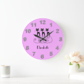 Zwarte kat schattige, grappige triplet grote klok (Huis)