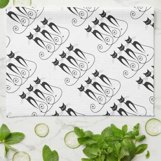 Zwarte kat schattige, grappige triplet theedoek (Gevouwen)
