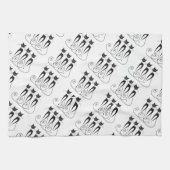 Zwarte kat schattige, grappige triplet theedoek (Horizontaal)