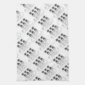 Zwarte kat schattige, grappige triplet theedoek (Verticaal)