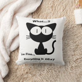 Zwarte Kat, Schattige Kat, Kat Patroon, Modern Kussen