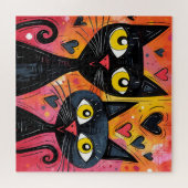 ZWARTE KAT SCHATTIGE KAT KUNST PUZZEL (Horizontaal)