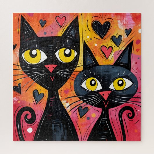 ZWARTE KAT SCHATTIGE KAT KUNST PUZZEL (Verticaal)