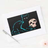 Zwarte kat & schedel Halloween blanco kaart Rechthoekige Sticker (Envelop)