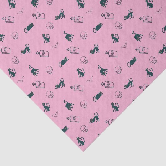 Zwarte Kat & Schedel Halloween Weefselpapier Tissuepapier (Detail)