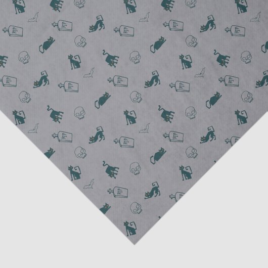 Zwarte Kat & Schedel Halloween Weefselpapier Tissuepapier (Detail)