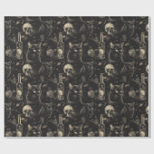 Zwarte kat schedels en vergif Halloween Cadeaupapier (Vlak)