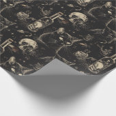 Zwarte kat schedels en vergif Halloween Cadeaupapier (Hoek)