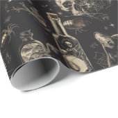 Zwarte kat schedels en vergif Halloween Cadeaupapier (Rol Hoek)