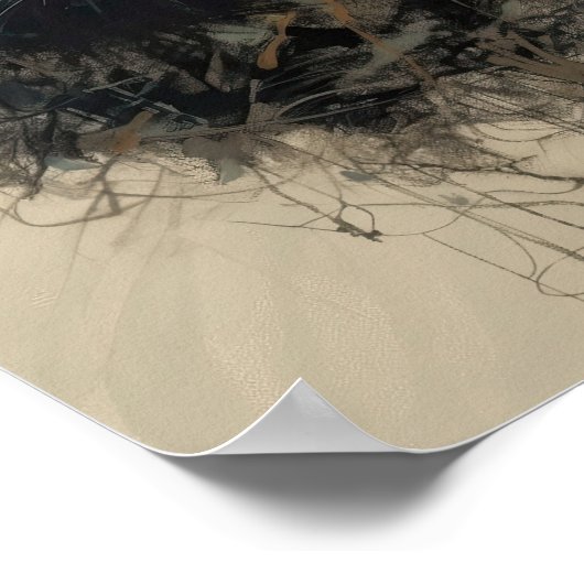 Zwarte kat schets "Feline Enigma" Poster (Hoek)