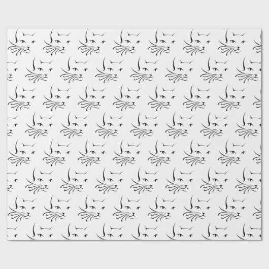 zwarte kat schetst wit cadeaupapier (Vlak)