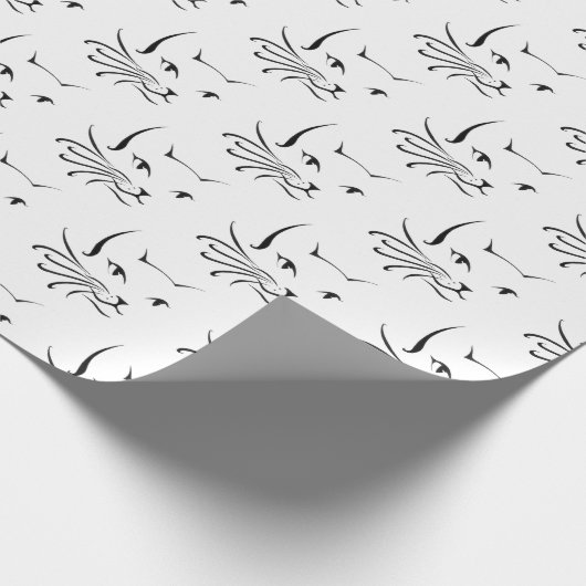 zwarte kat schetst wit cadeaupapier (Hoek)