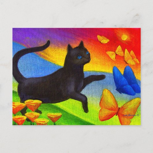 Zwarte kat schilderen op Briefkaarten katoenvlinde (Voorkant)