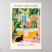 Zwarte kat schilderij, Funky badkamer decor geïnsp Poster (Voorkant)