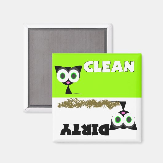 Zwarte kat schoon / vuile vaatwasser magneet (Voorkant / Achterkant)