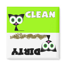 Zwarte kat schoon / vuile vaatwasser magneet