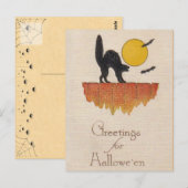  zwarte kat, schroef, halloween briefkaart (Voorkant / Achterkant)