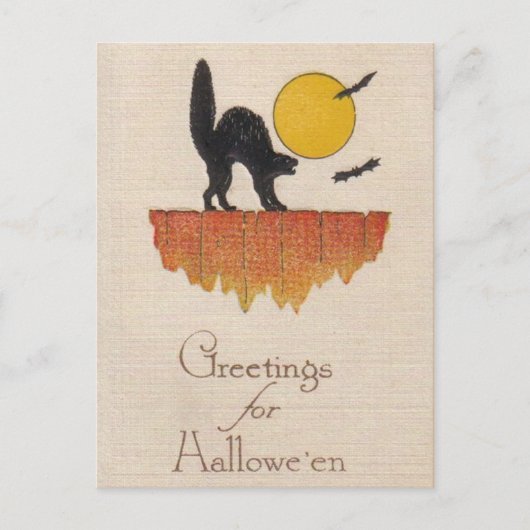  zwarte kat, schroef, halloween briefkaart (Voorkant)