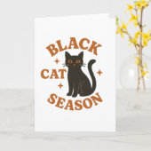 Zwarte kat seizoen kaart (Gele Bloem)