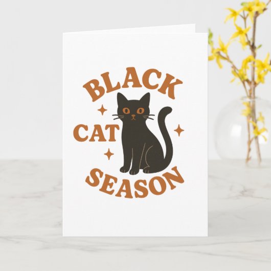 Zwarte kat seizoen kaart (Gele Bloem)