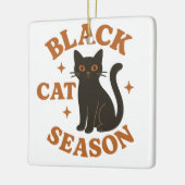Zwarte kat seizoen keramisch ornament (Links)