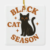 Zwarte kat seizoen keramisch ornament (Voorkant)