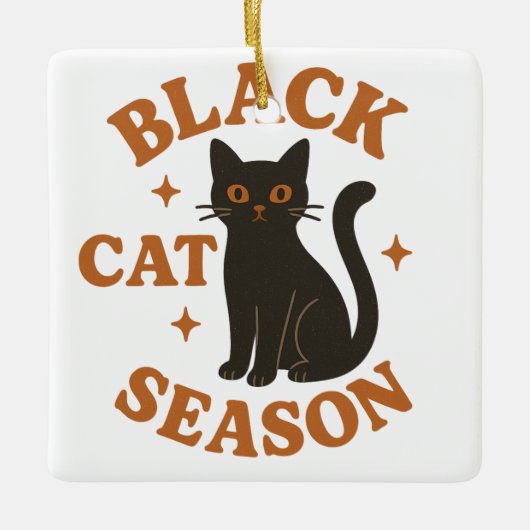Zwarte kat seizoen keramisch ornament (Voorkant)