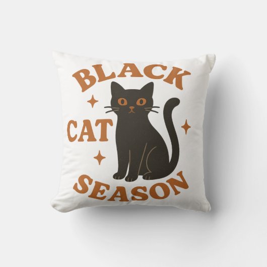 Zwarte kat seizoen kussen (Voorkant)