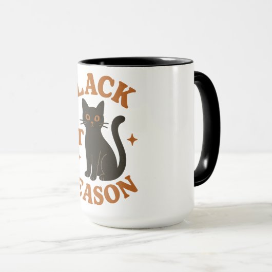 Zwarte kat seizoen mok (Voorkant rechts)