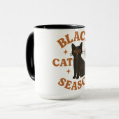 Zwarte kat seizoen mok (Voorkant links)